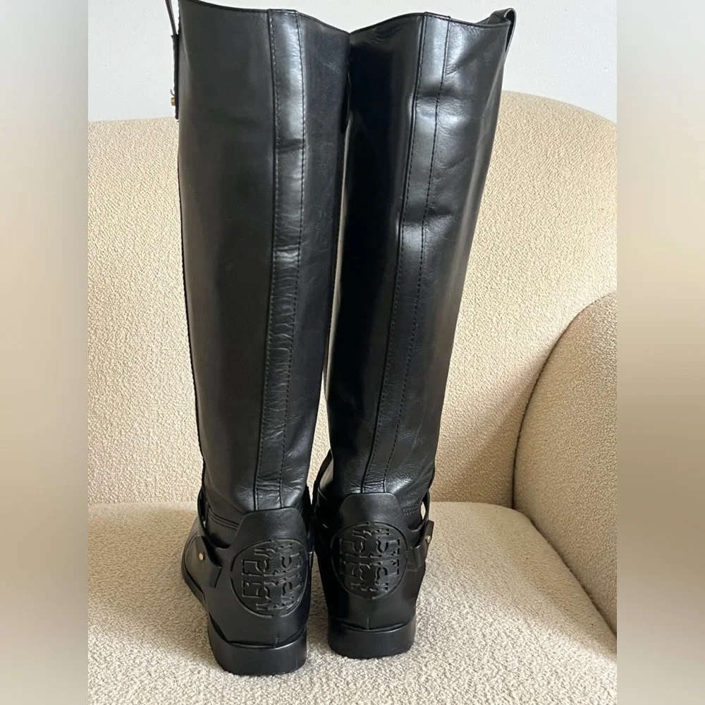 TORY BURCH Black Leather Over-the-Knee Riding Boots